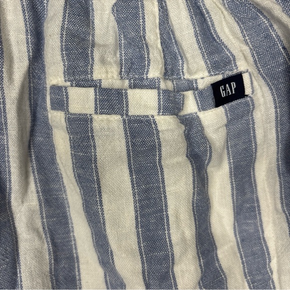 Gap Lightweight Linen Shorts White Blue English Manor Stripes Drawstring Size M - Picture 5 of 12